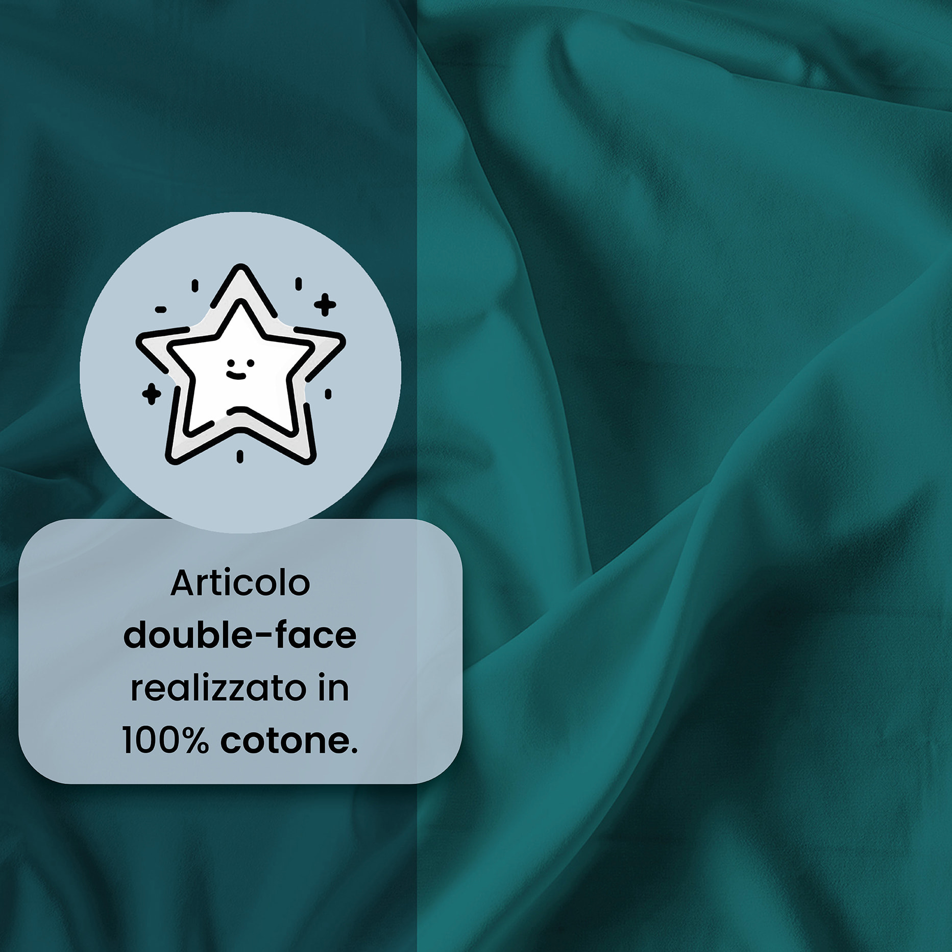 COMPLETO LETTO NATURAL COLOR, 100% Cotone, Made in Italy - VERDE PETROLIO/VERDE BOTTIGLIA