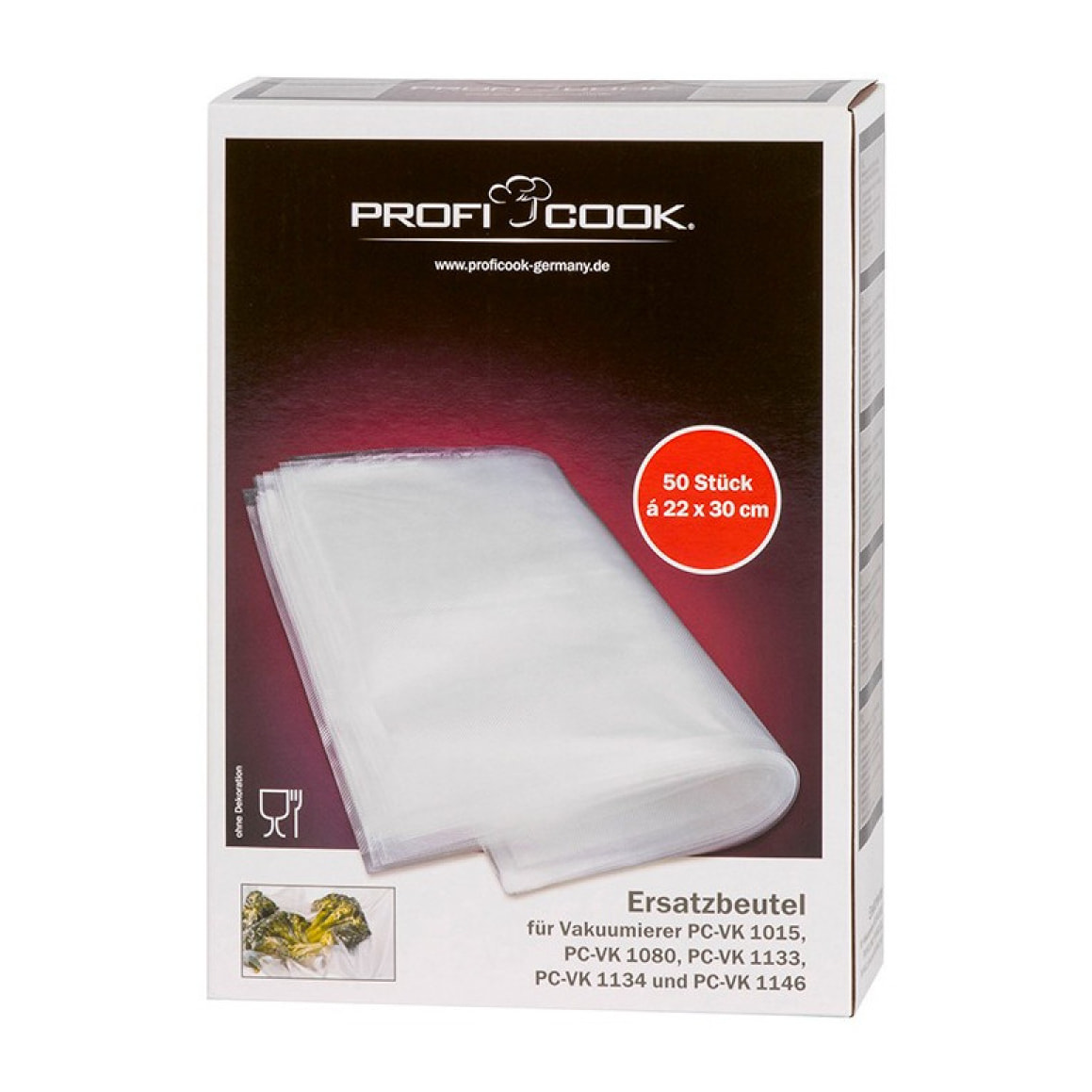 50 Sacs hermétiques 22 x 30 cm Proficook pour PC-VK 1015/1080/1133/1134/1146