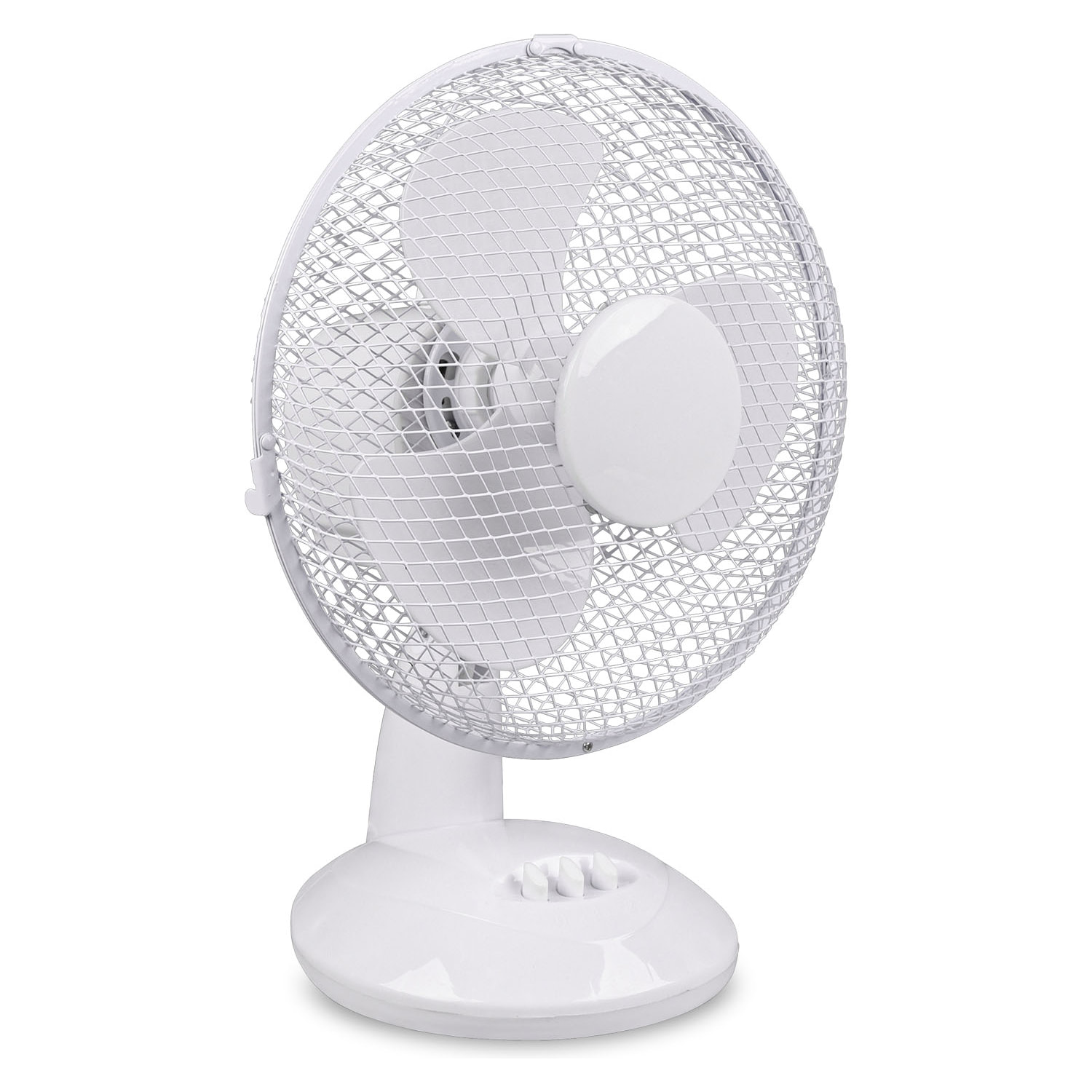 Bergen - Ventilatore da appoggio in plastica e metallo dal design tradizionale. Ø23x36H cm colore bianco.