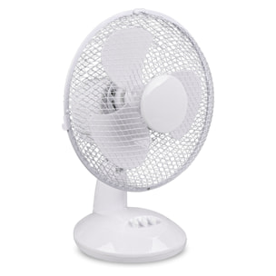 Bergen - Ventilatore da appoggio in plastica e metallo dal design tradizionale. Ø23x36H cm colore bianco.