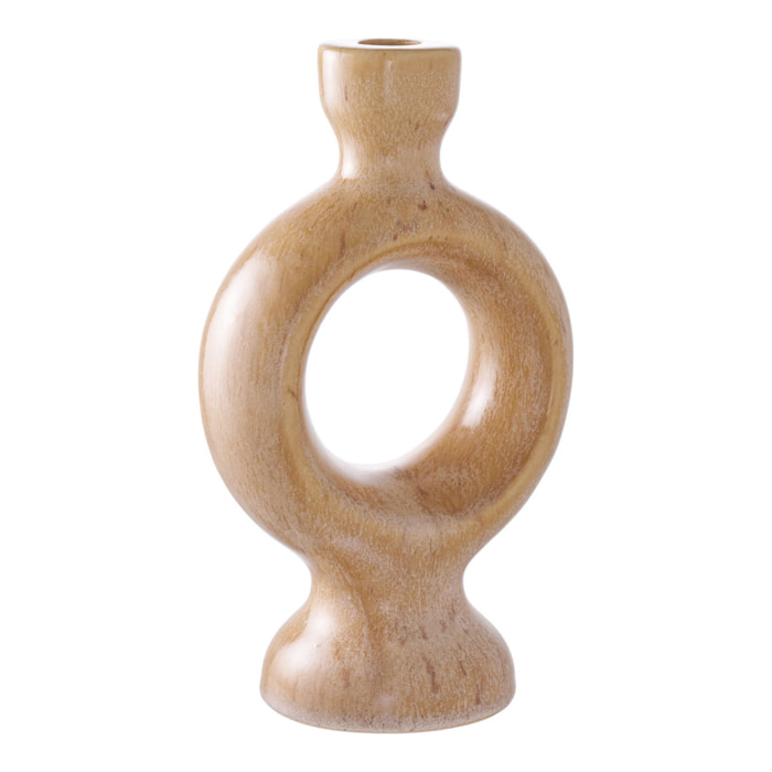 Portacandela in ceramica marrone 13x8x23 cm