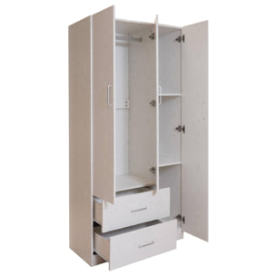 Guardaroba a 3 ante e barra appendiabiti, Armadio per camera da letto, Mobile moderno con scaffali, Made in Italy, cm 90x42h180, colore Rovere sbiancato