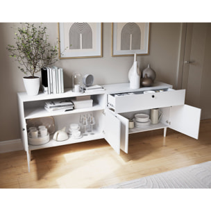 Gaby - buffet bas - blanc - 4 portes, 1 porte et 1 niche - 200 cm - Blanc