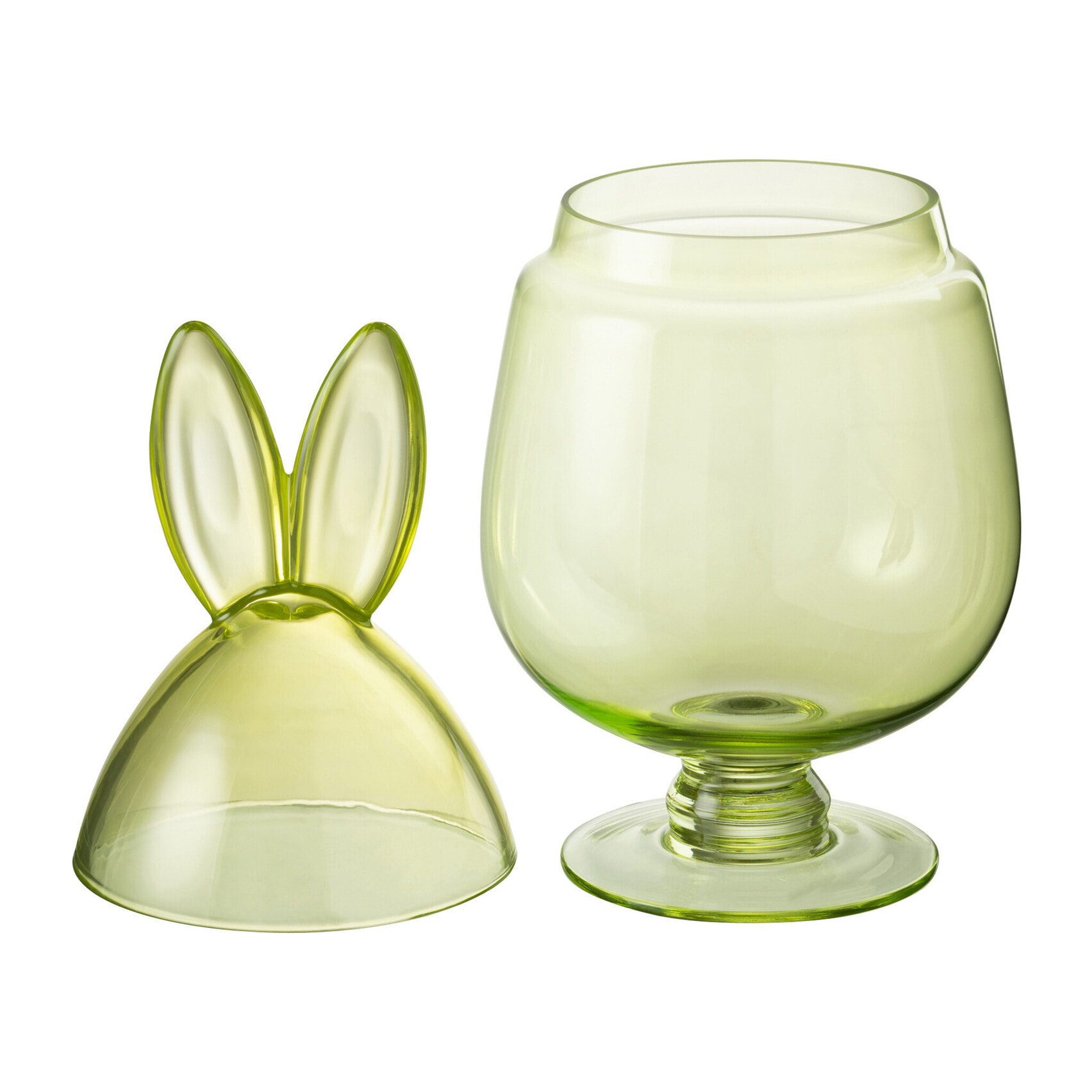 Pot de stockage J-Line Lapin - verre - vert - moyen