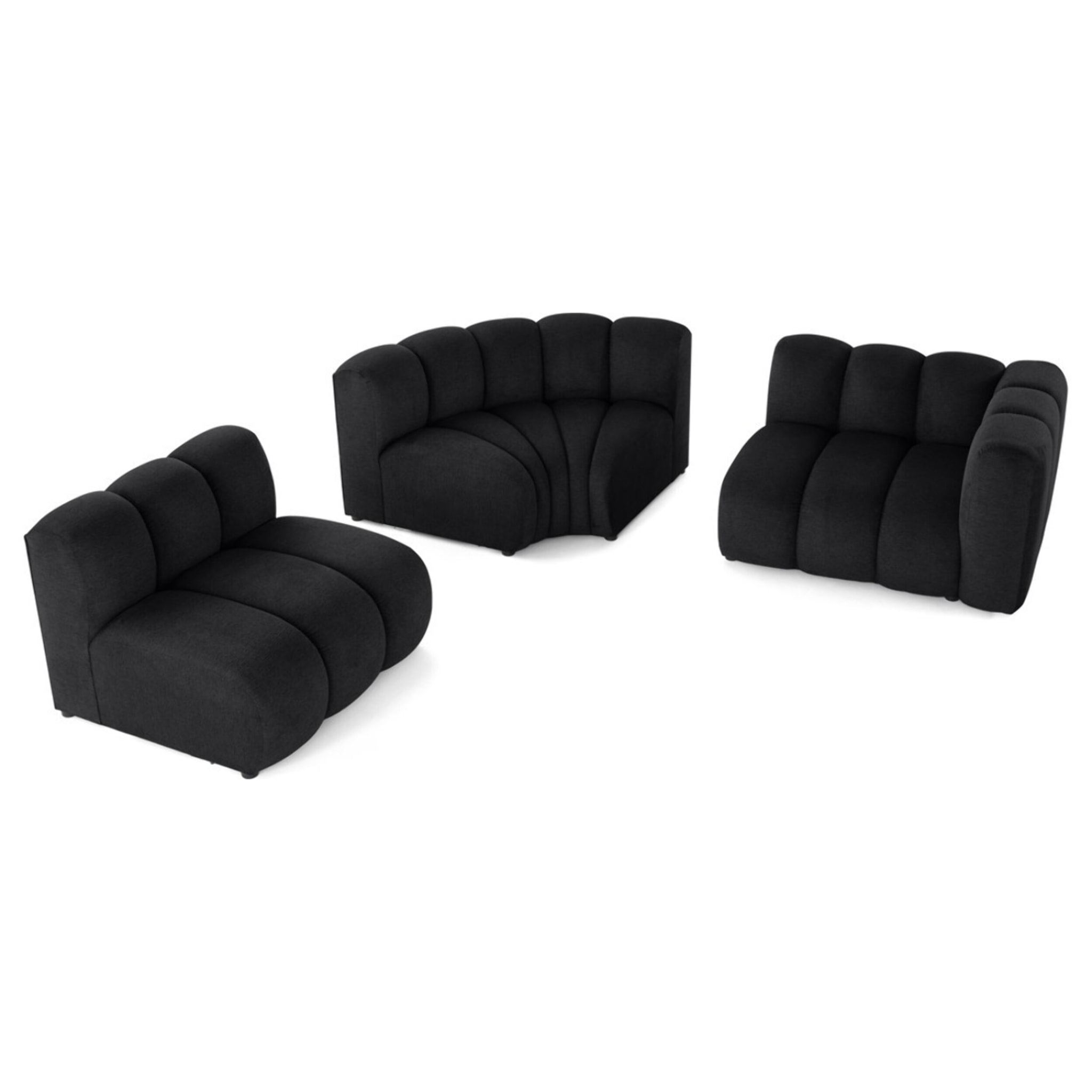 Debbie - canapé modulable d'angle gauche 4 places avec accoudoir en tissu texturé - Noir