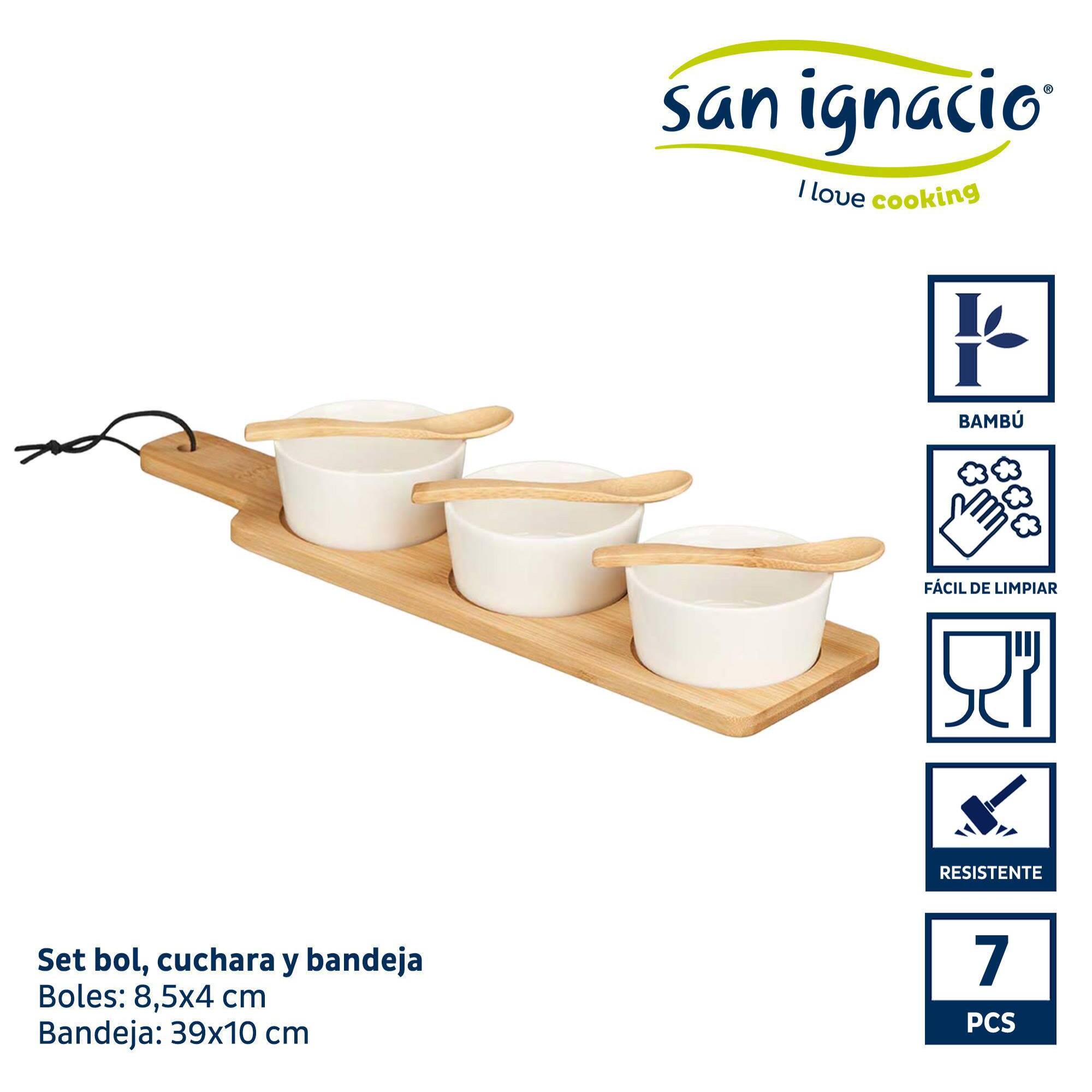 Set 3 bol ceramica blanca cuchara y band colección kinvara