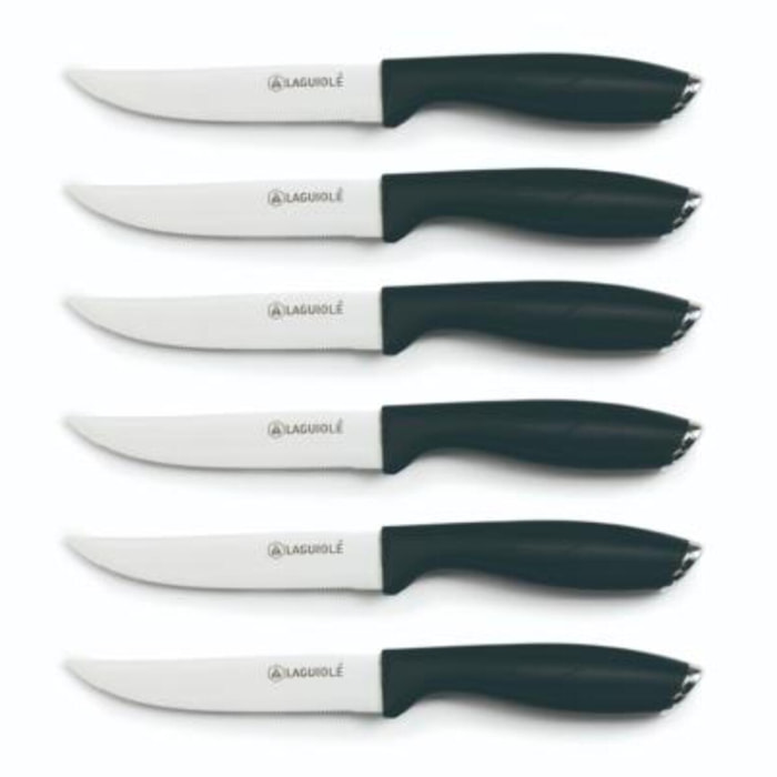 Set de 6 couteaux à steak en acier noir - "Lumin"