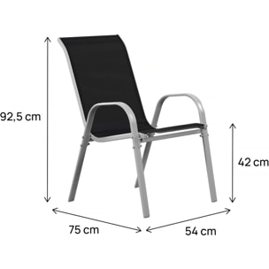 Fauteuil jardin Textilène "Cordoba" - Phoenix - Noir - Lot de 2