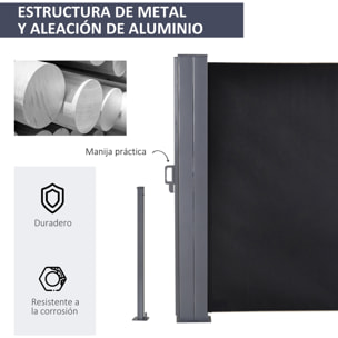 Toldo Lateral Retráctil 600x160 cm Pantalla Extensible Protección UV 50+ Gris