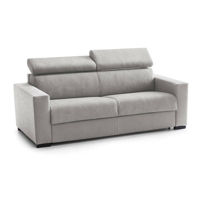 Divano fisso Alexandra, Divano a 2 posti, 100% Made in Italy, Sofà Soggiorno, in tessuto imbottito, con poggiatesta regolabili e Braccioli slim, Cm 180x95h85, Grigio