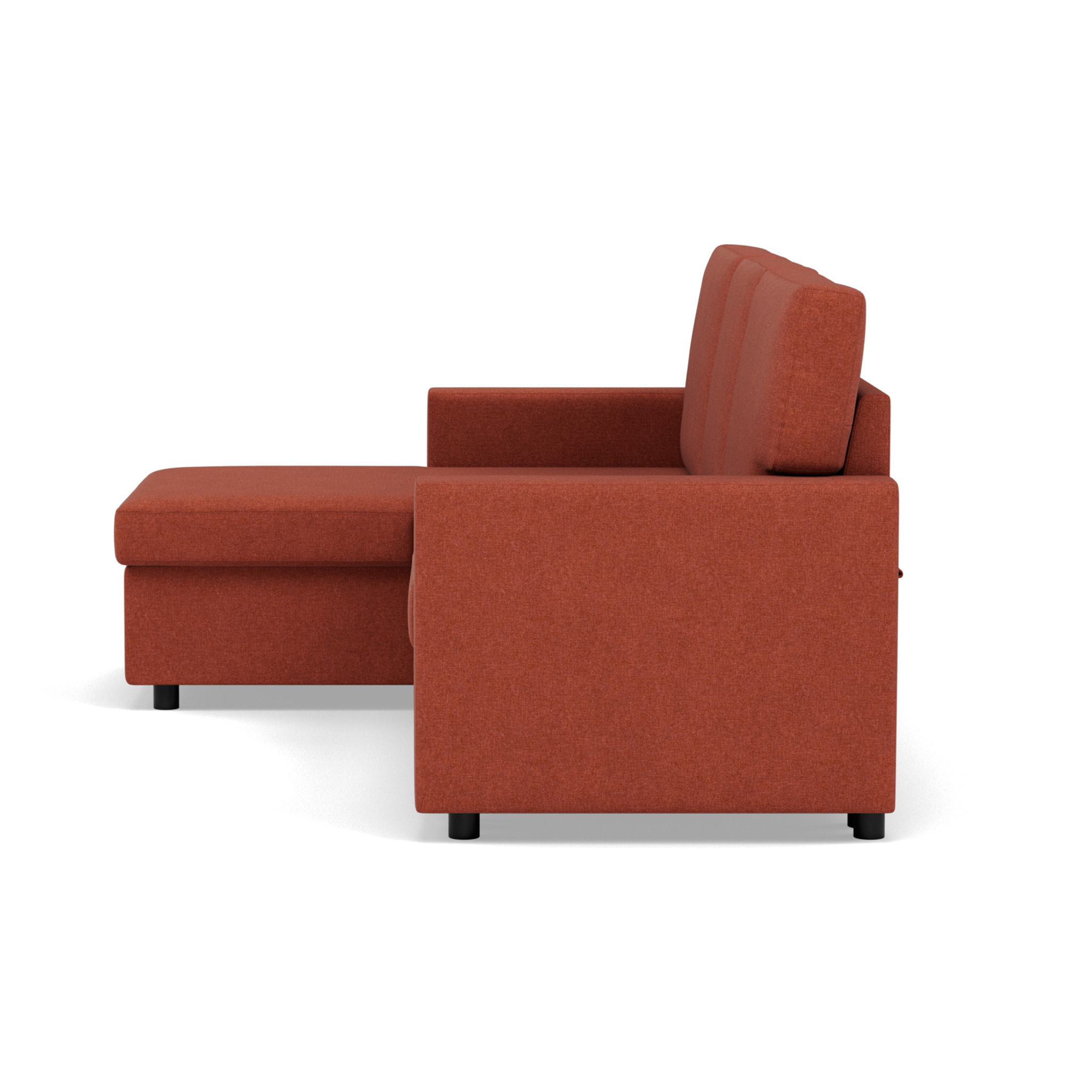 Meiya - canapé d'angle réversible 4 places convertible avec coffre en tissu - Terracotta