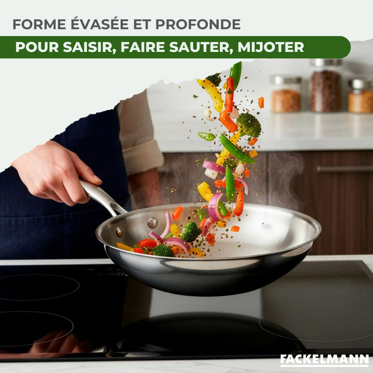 Wok en inox 18/10 Triply Fackelmann Vita3