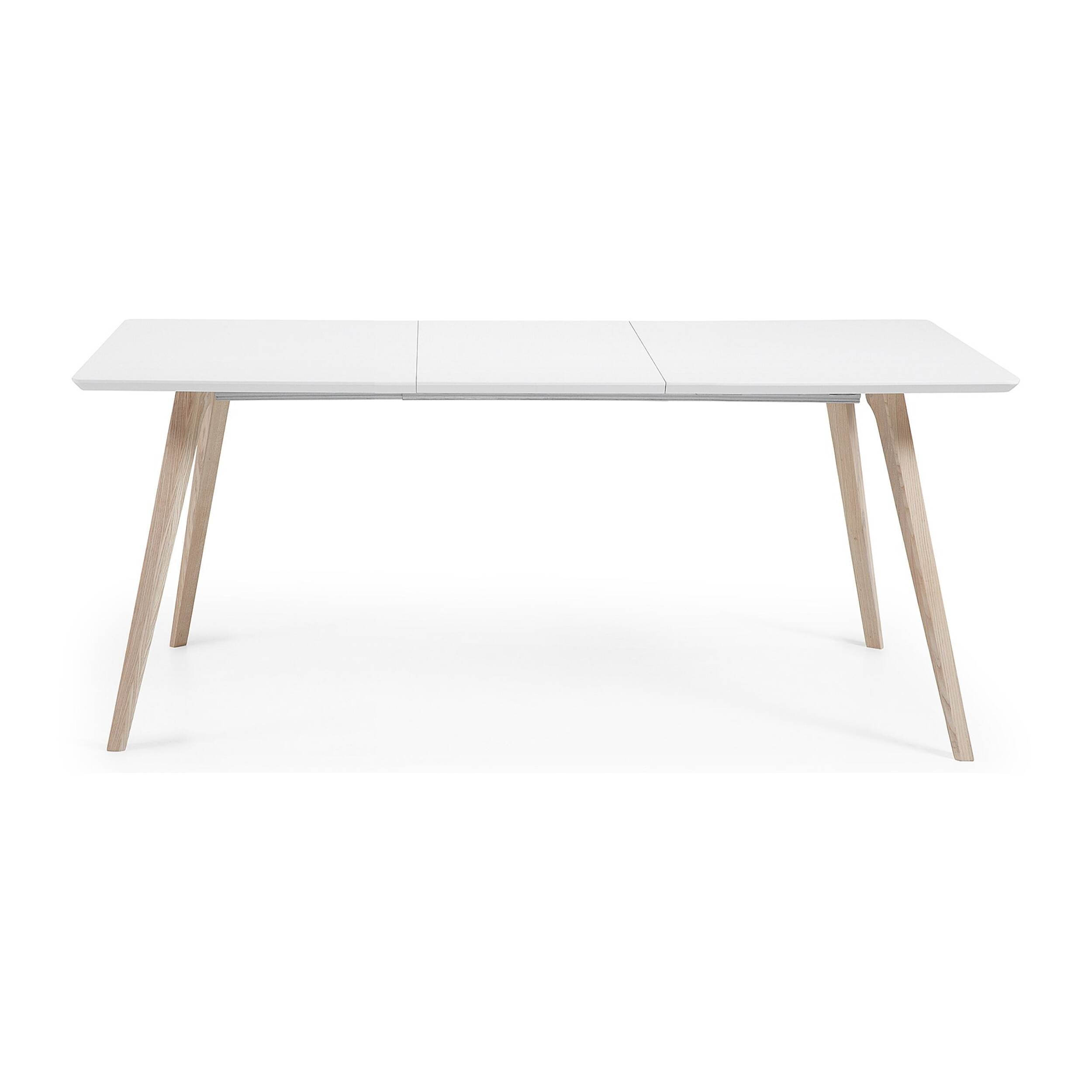 Mesa extensible Eunice 140 (220) x 90 cm con lacado blanco patas madera maciza de fresno