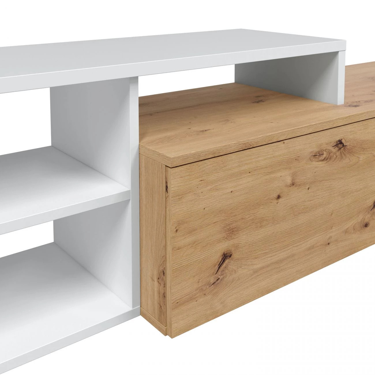 Salón Kate Blanco Artik (Blanco Mate) - Roble Nodi