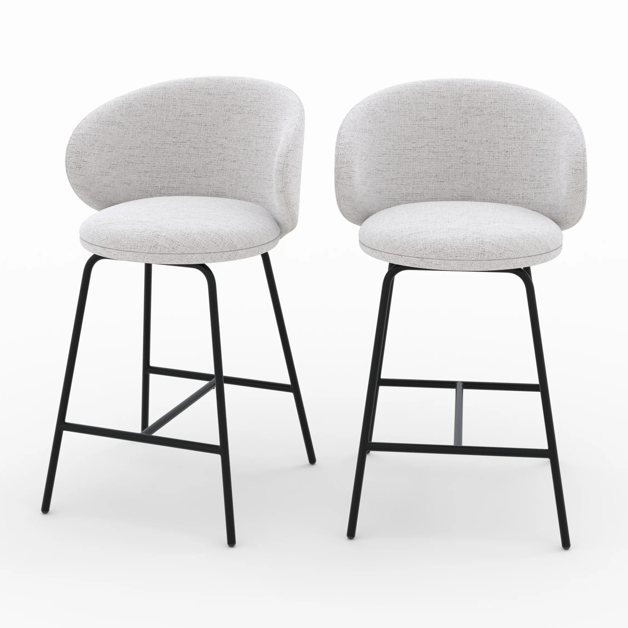 Lot de 2 chaises pour îlot central en tissu gris clair 68 cm - Cécilia
