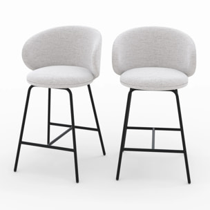 Lot de 2 chaises pour îlot central en tissu gris clair 68 cm - Cécilia