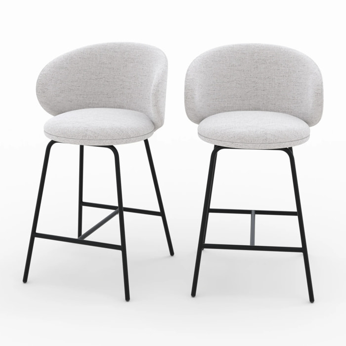 Lot de 2 chaises pour îlot central en tissu gris clair 68 cm - Cécilia