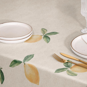 Nappe imprimée anti-taches JAUNE CITRON