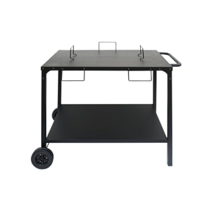 Plancha électrique noire NIKOLA 1 brûleur avec desserte. acier émaillé. 2200 W