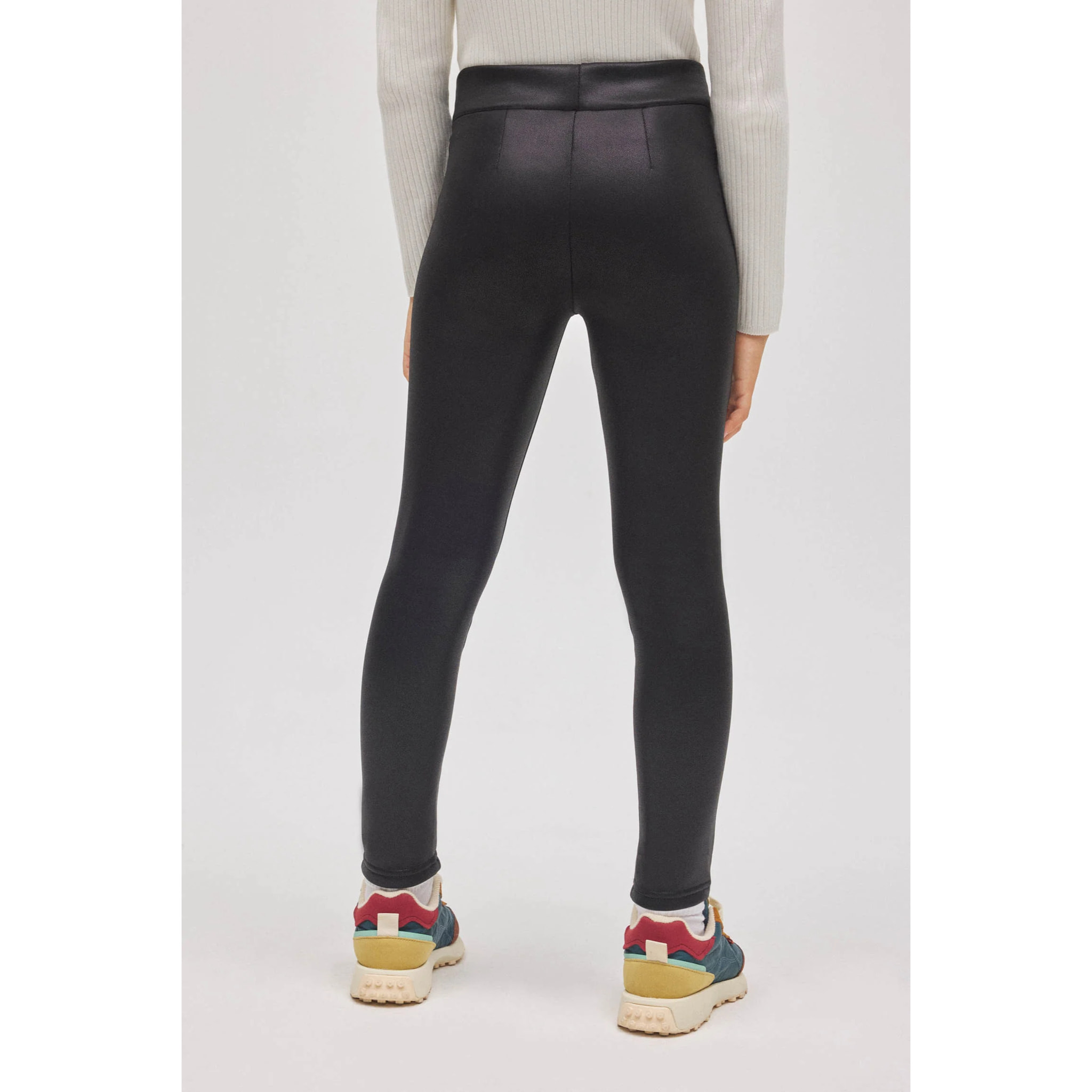 Leggings termici effetto pelle nera per bambine
