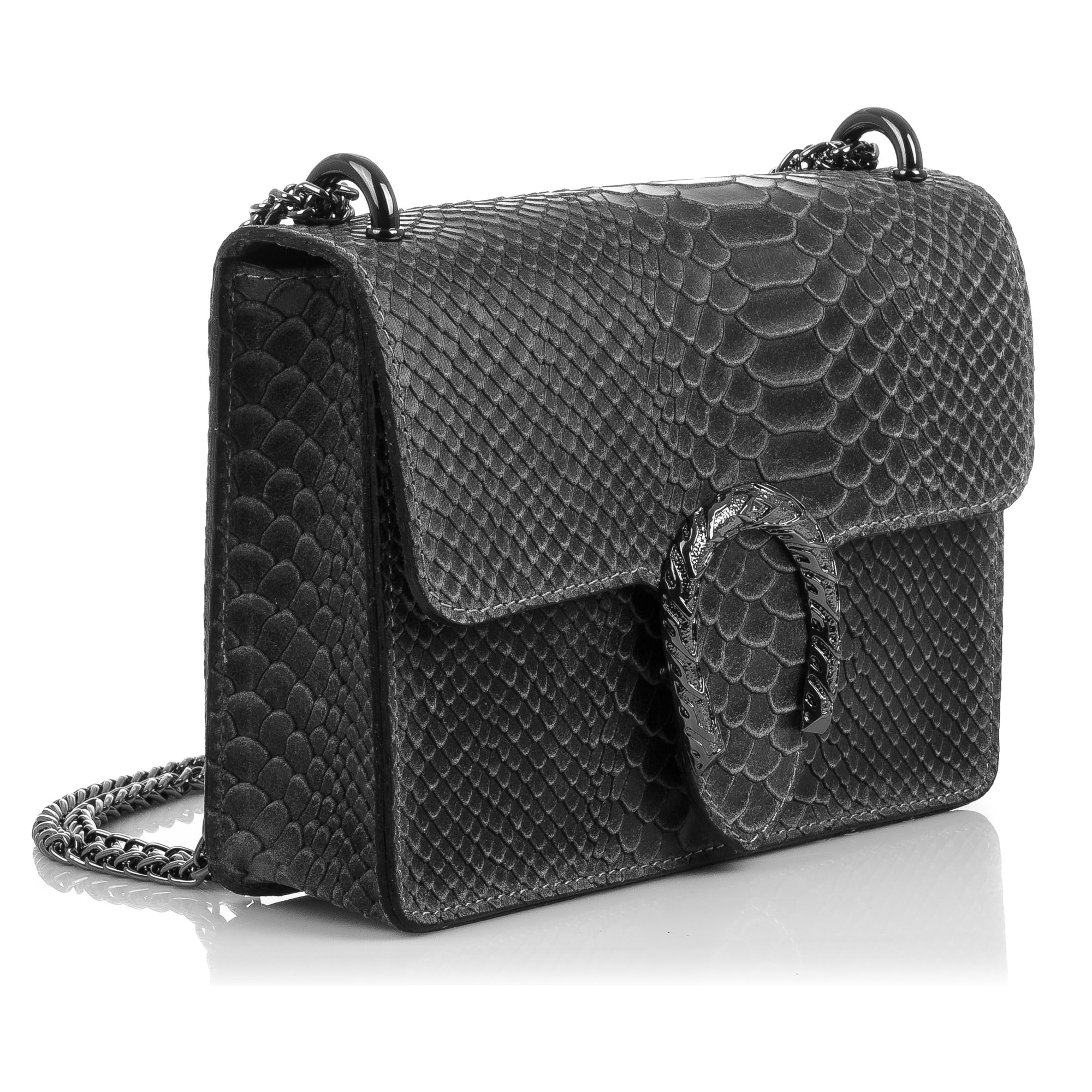 Lorenza Borsa a mano Donna.Pelle autentica Scamosciata Incisione Serpente