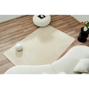 BIANCA - Tapis motif en relief crème