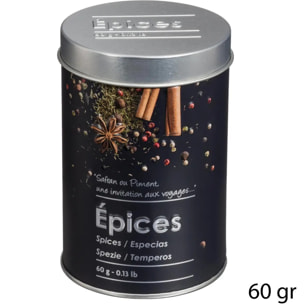 Boîte à épices 60g métal Noir Black Edition