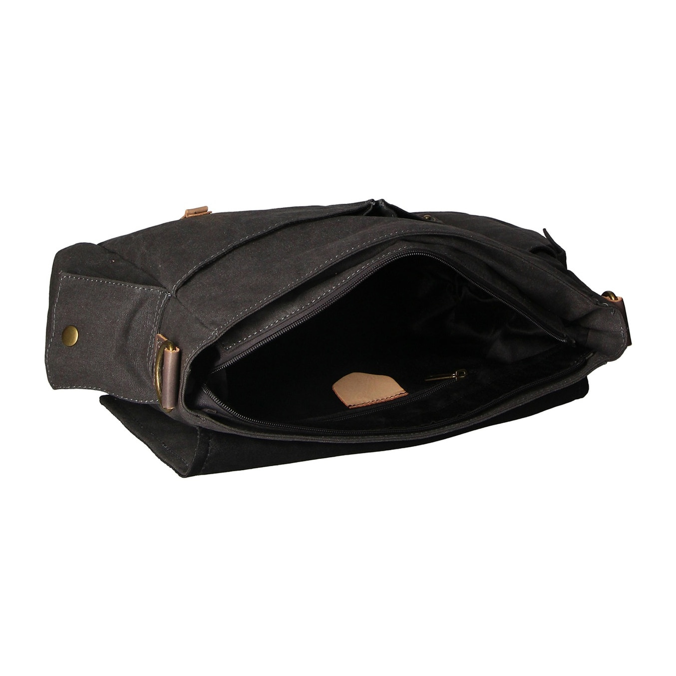 Borsa a spalla unisex - Modello Mina - Canvas e vera pelle - 24.0 x 34.0 x 10.0 cm