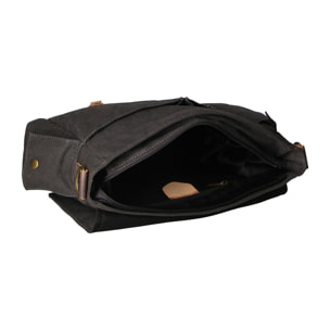 Borsa a spalla unisex - Modello Mina - Canvas e vera pelle - 24.0 x 34.0 x 10.0 cm