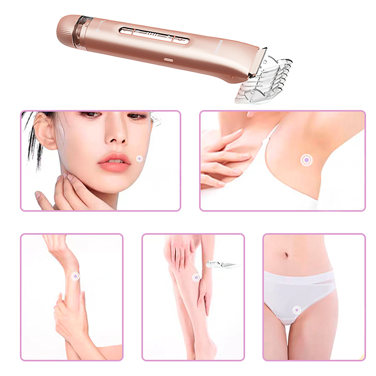 Depilatore 2 in 1 con una testa ad ogni estremità.