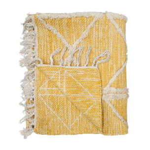 Tapis berbère jaune motifs losanges avec franges 90x150cm - MARA