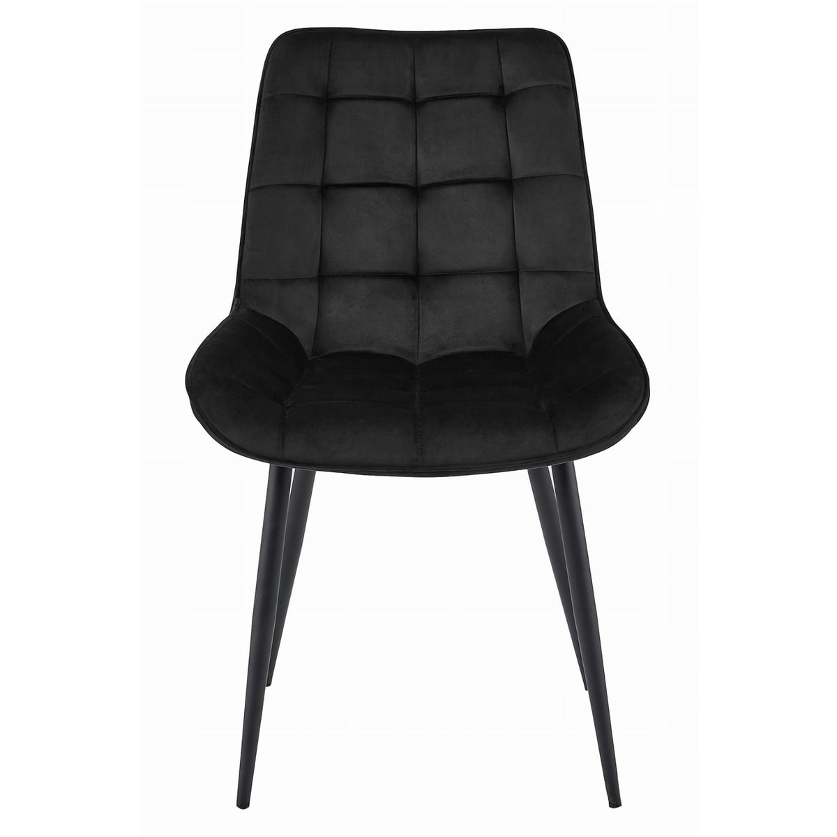 Set di 4 sedie Bera in velluto nero con trapuntatura