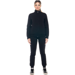 Felpa con colletto e zip da donna non felpata Leone Basic