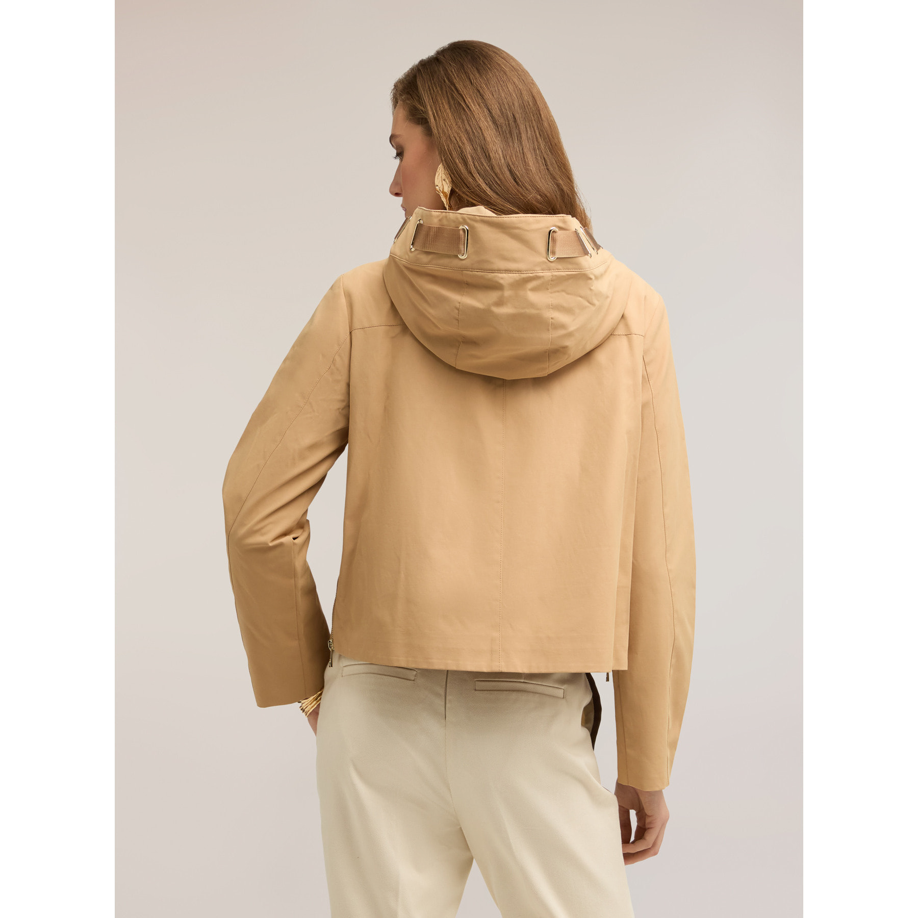 Motivi - Parka corto misto cotone con cappuccio - Beige