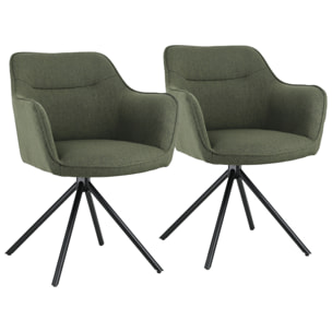 Lot de 2 chaises en tissu vert DANNA
