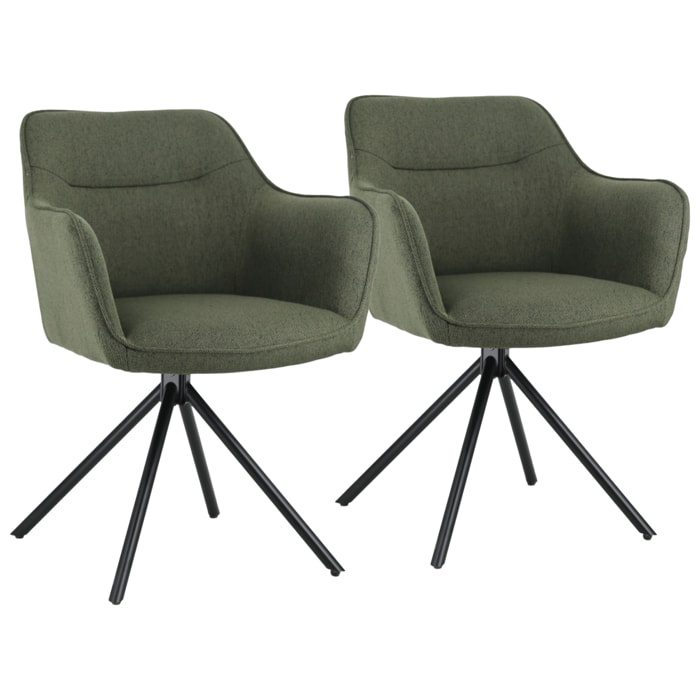 Lot de 2 chaises en tissu vert DANNA