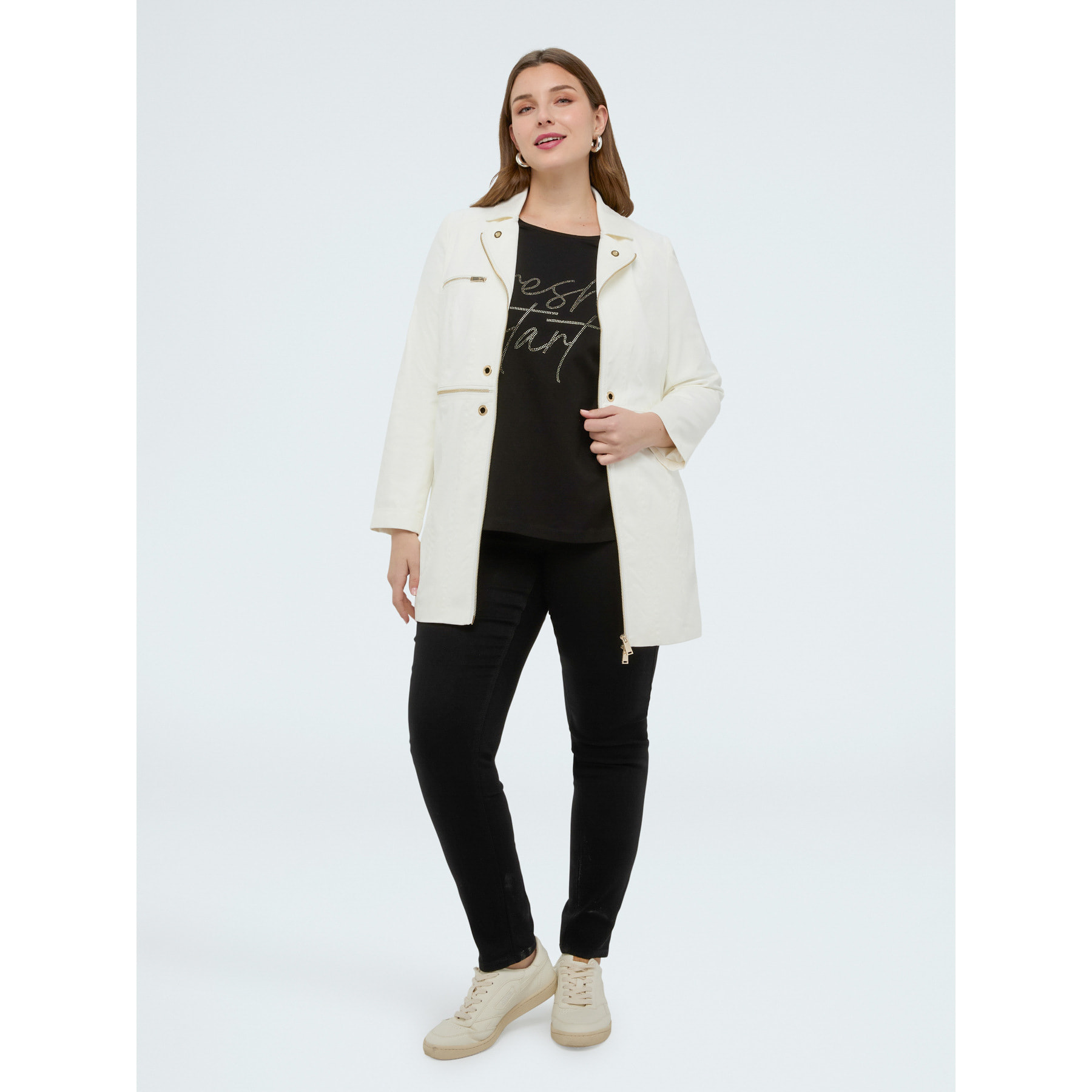 Fiorella Rubino - Camiseta con letras de strass - Negro