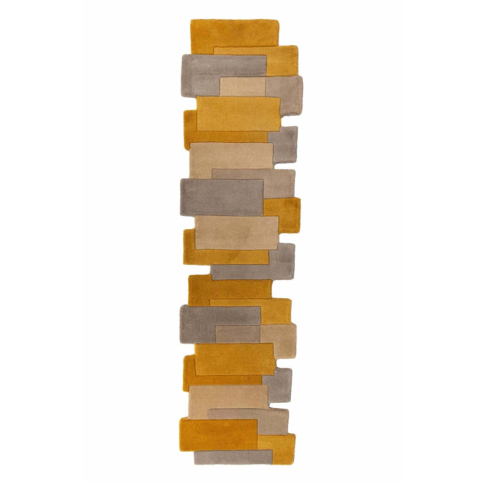 Tapis de couloir en laine COLLAGE Jaune