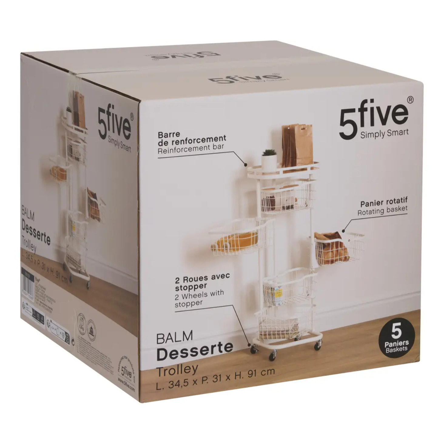 Desserte Balm 5 niveaux L34,5cm blanc
