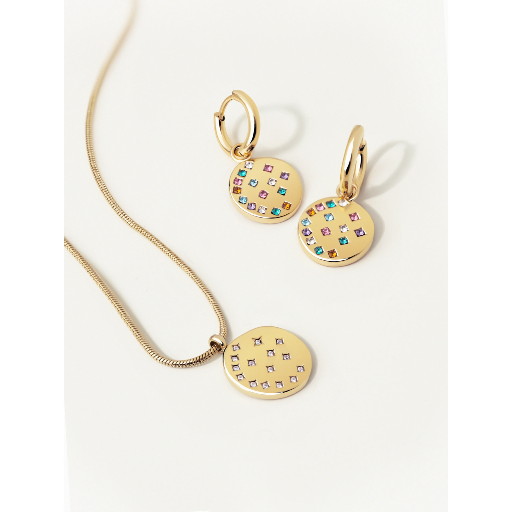 Pendientes Aro Bling Rainbow Acero Baño Oro