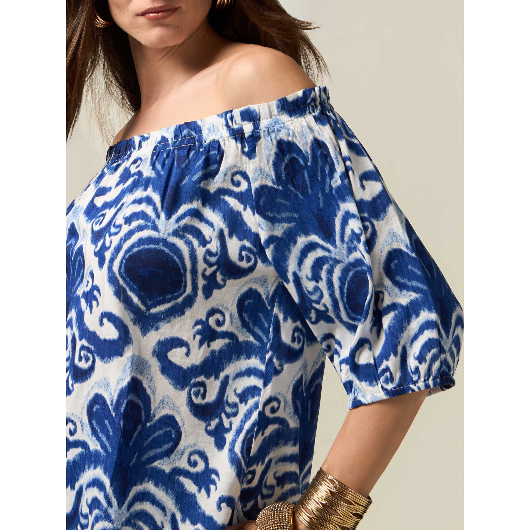 Oltre - Blusa con hombros descubiertos - Azul