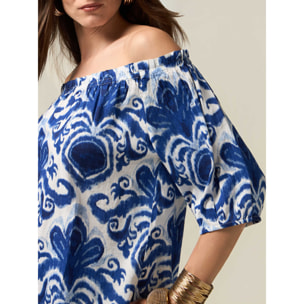 Oltre - Blusa con hombros descubiertos - Azul