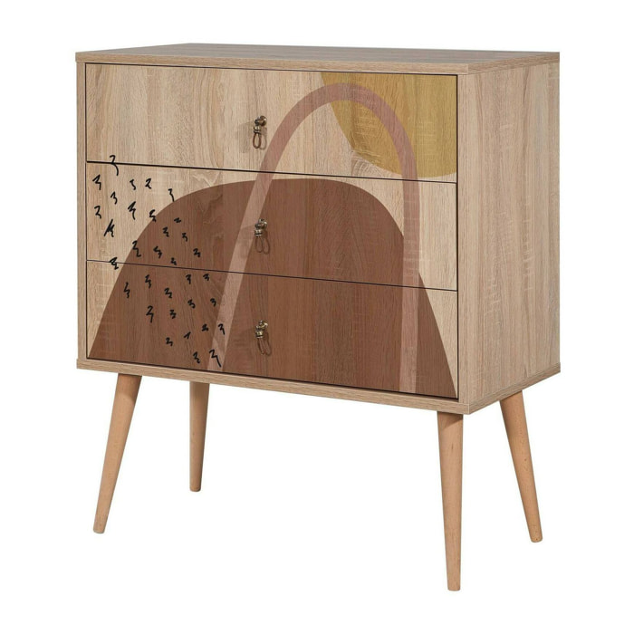Cassettiera Apricale, Settimino multiuso, Comò camera da letto, Mobile con cassetti, 80x40h89 cm, Multicolore