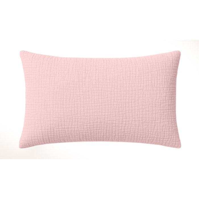 Paire de Taies d'oreiller gaze de coton lavé rose lotus