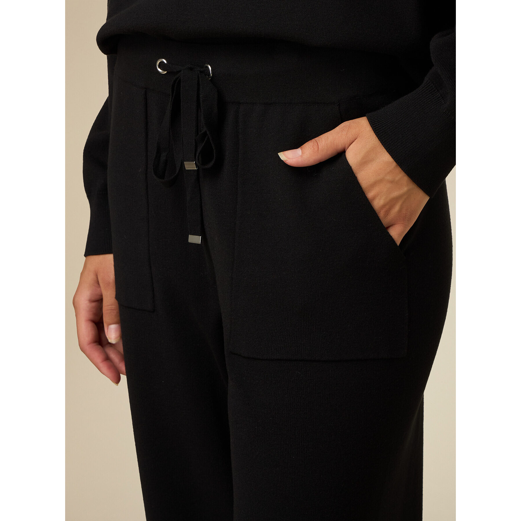 Oltre - Pantaloni palazzo in maglia - Nero