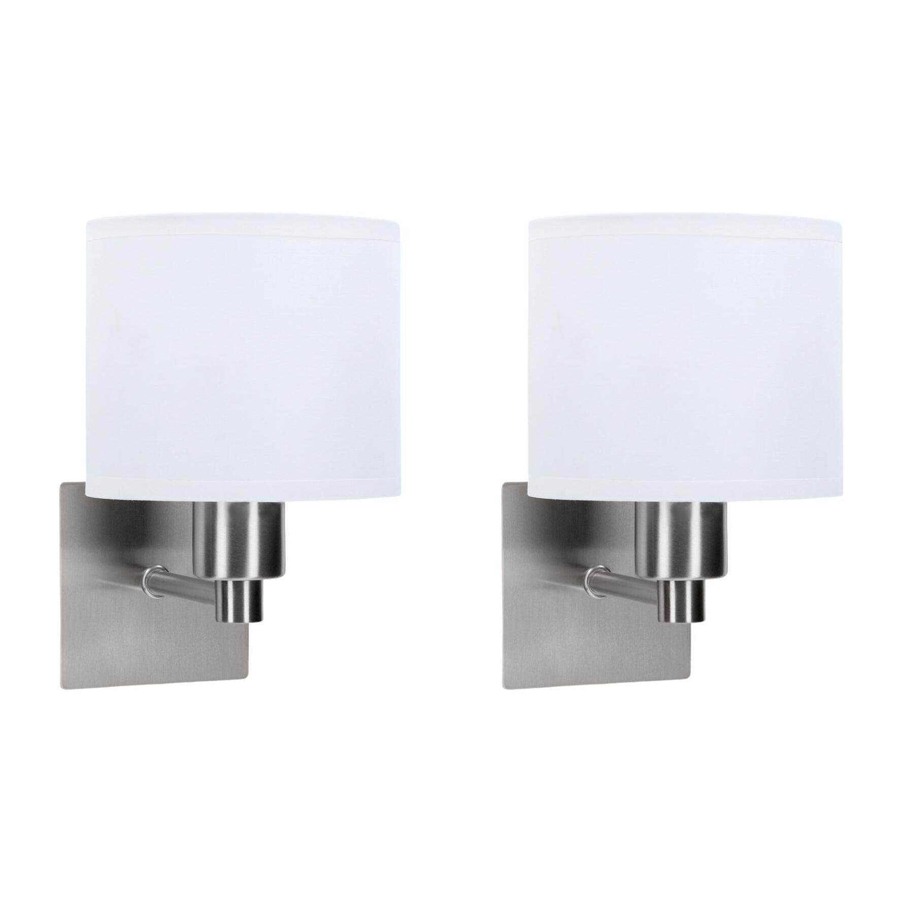 Forlight LYON (2 unidades) - Aplique de pared LED Níquel satinado con pantalla para tambor