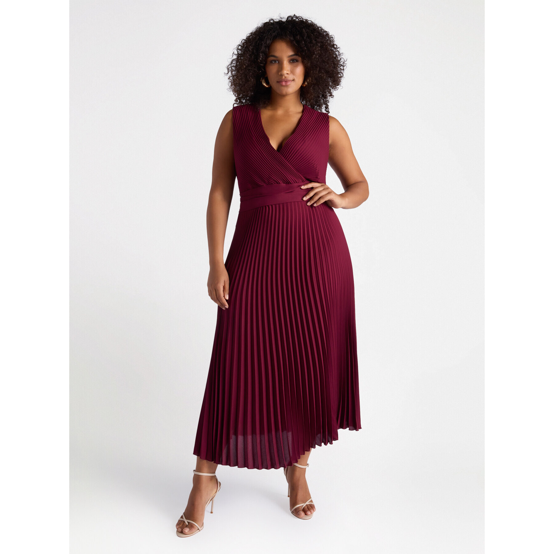 Fiorella Rubino - Vestito plissé con scollo a V - Bordeaux