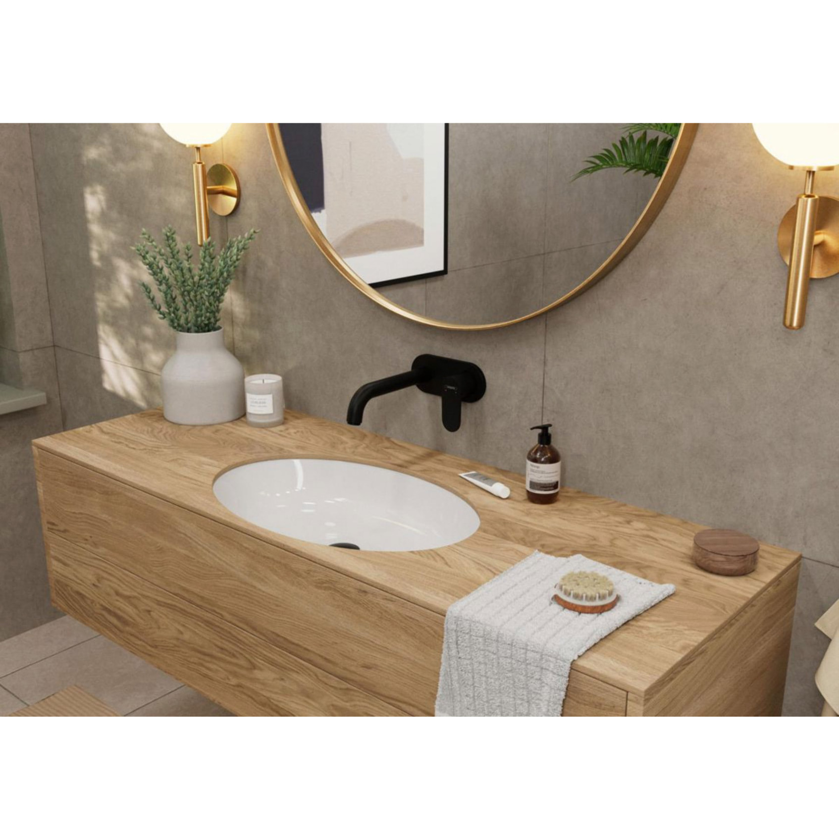 Mitigeur lavabo encastré mural Vernis Blend Noir mat