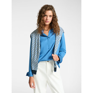 Elena Mirò - Camiseta polo de dos tejidos - Light - blue