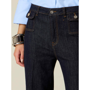 Oltre - Jeans flare con tasche a patta - Blu